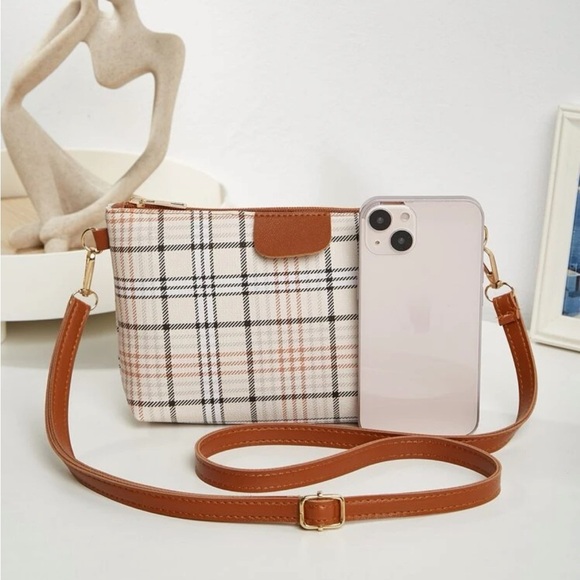 ⚠️Clearance Brown Plaid Pattern Square Crossbody Bag - Picture 5 of 6